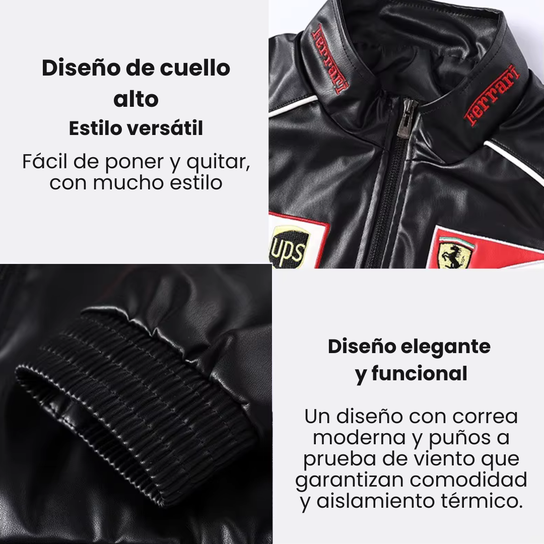 Ferrari Vintage Racing Leather Jacket – Unisex – Retro (Oversize)