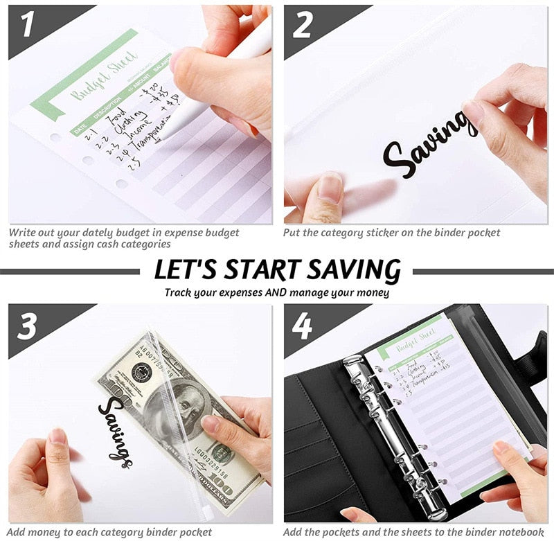 Financial Planner Leather Multi-Pocket Bill Organiser Notebook