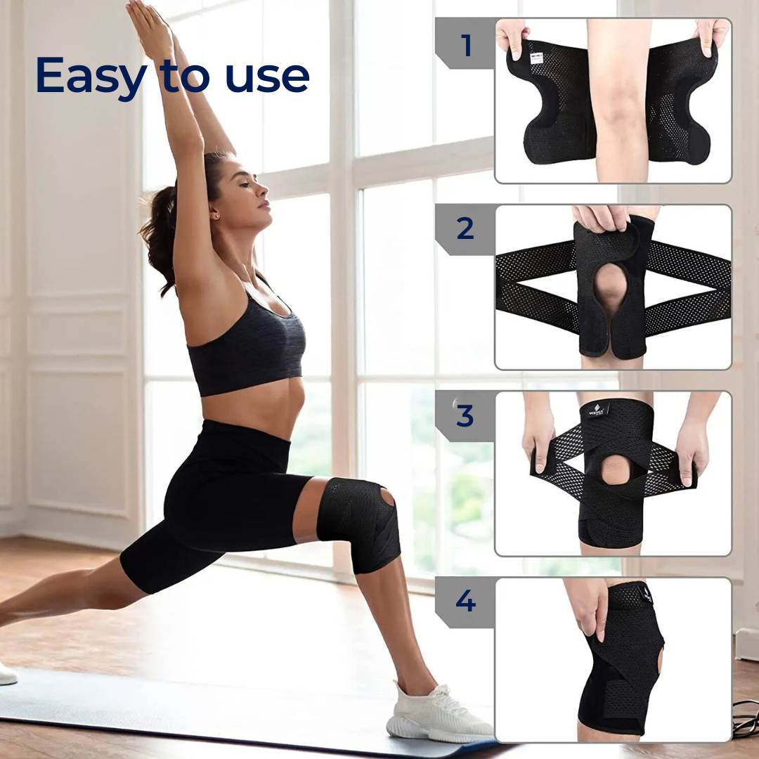 FlexGuard Knee Pads | with Support Compression Springs and Tension Strap - for Stability - Pain Relief and Protection Bo