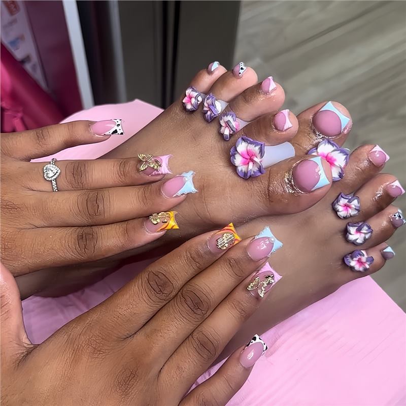 Floral 3D Nail and Pedicure Art Set