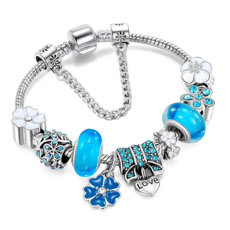 Floral Charm Bracelet – Elegant Nature-Inspired Gift
