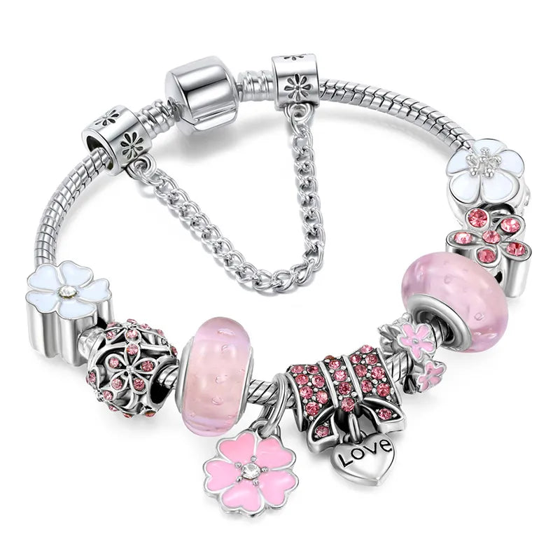 Floral Charm Bracelet – Elegant Nature-Inspired Gift