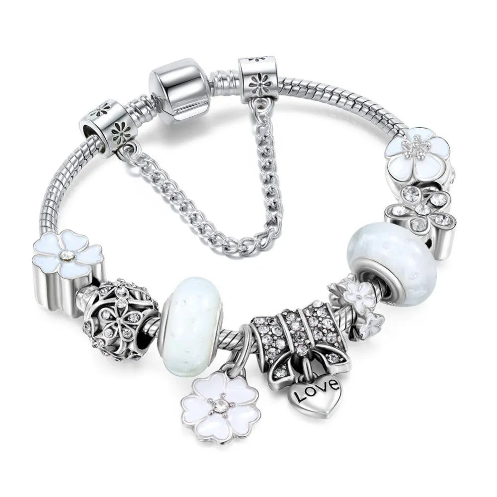 Floral Charm Bracelet – Elegant Nature-Inspired Gift