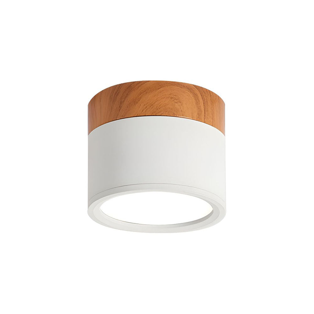 Flush Ceiling Light with Pink Wood Finish