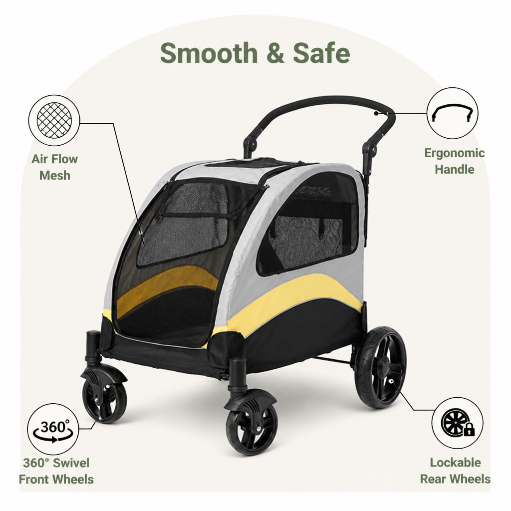 Foldable 4-Wheel Breathable Mesh Travel Stroller