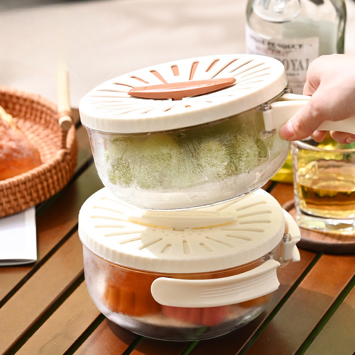 Foldable Quick-Drain Basket with Rotating Lid