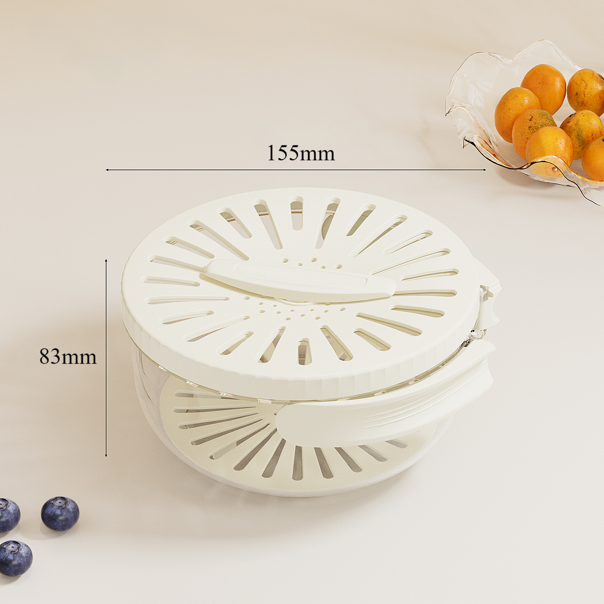 Foldable Quick-Drain Basket with Rotating Lid