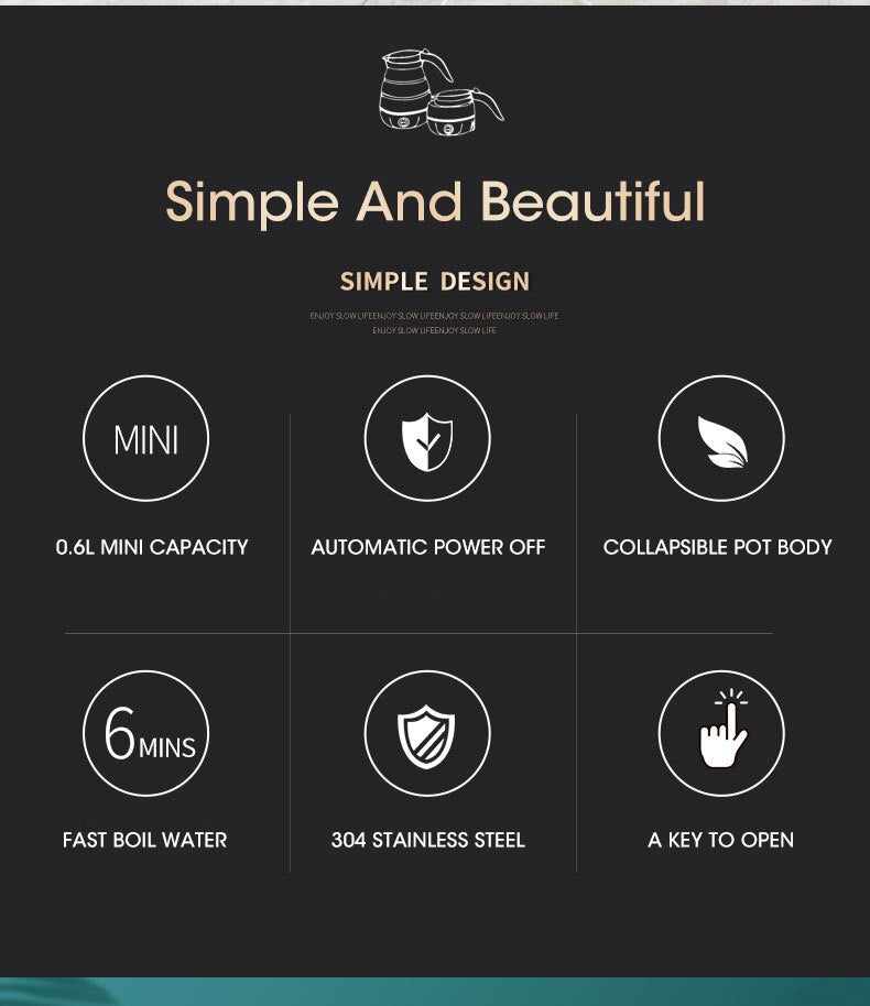 Foldable travel kettle