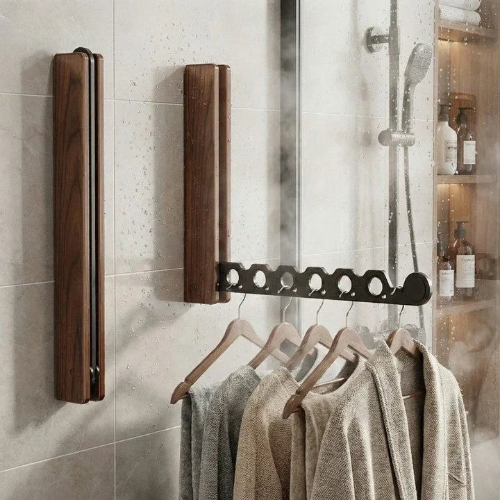 Foldable Wall-Mounted Clothes Rack, Space-Saving Hanging Storage