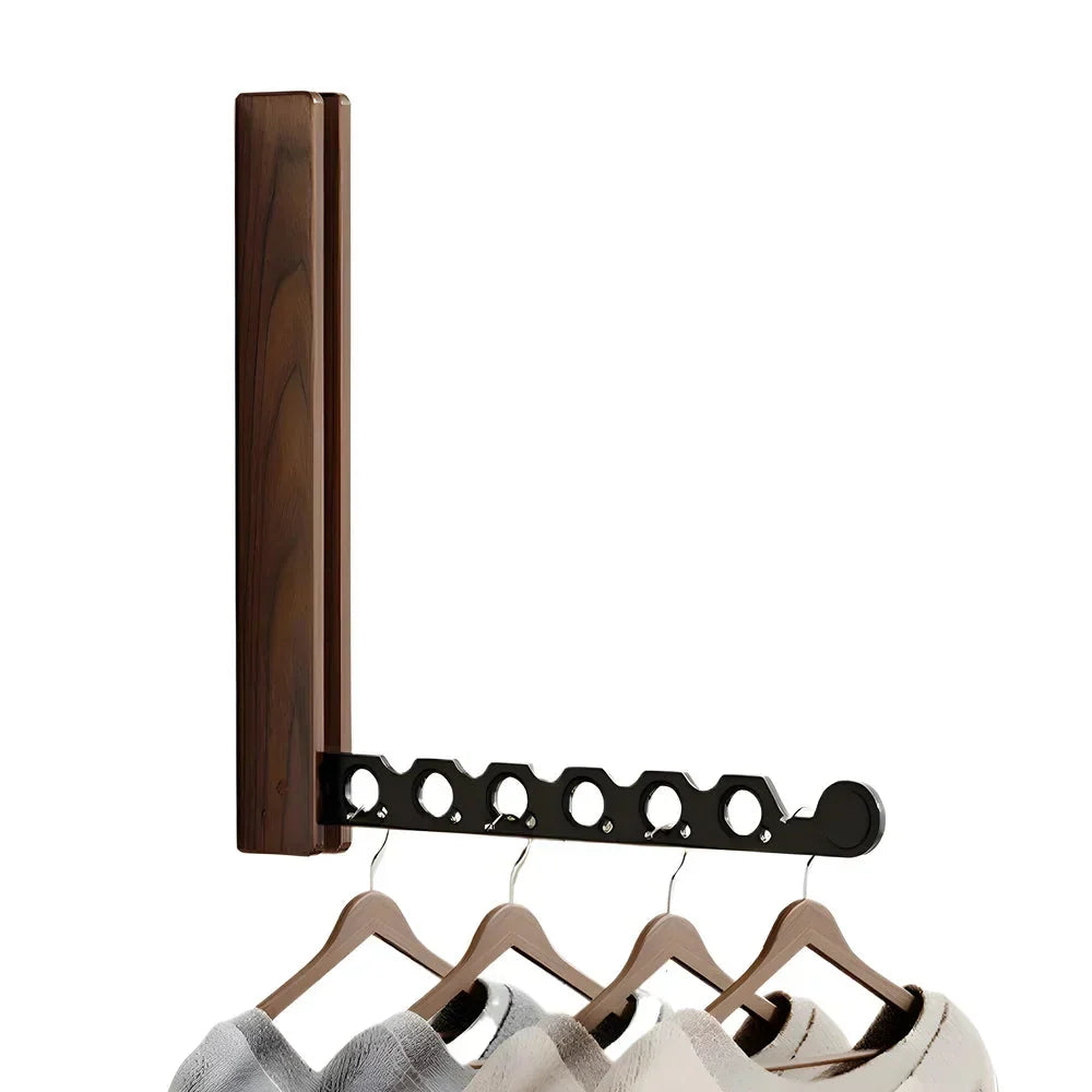 Foldable Wall-Mounted Clothes Rack, Space-Saving Hanging Storage
