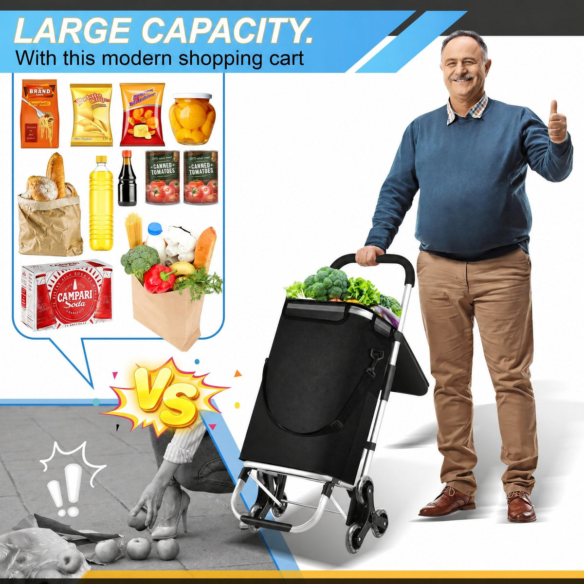 Folding 40-Litre Shopping Trolley