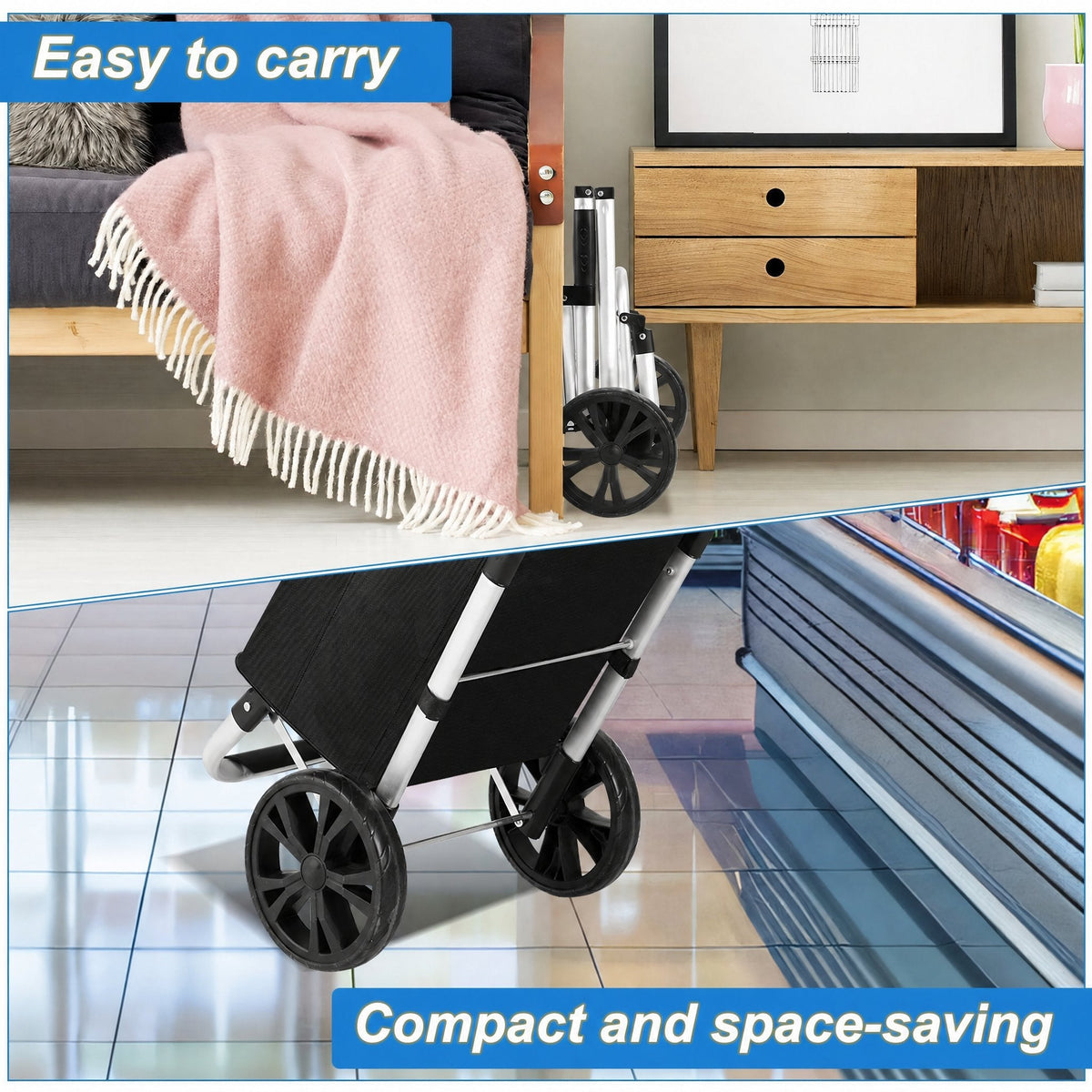 Folding 40-Litre Shopping Trolley