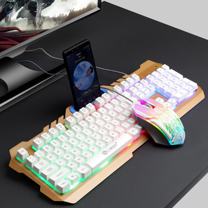 Gaming Keyboard with Integrated Smartphone Stand and RGB Synchronisation