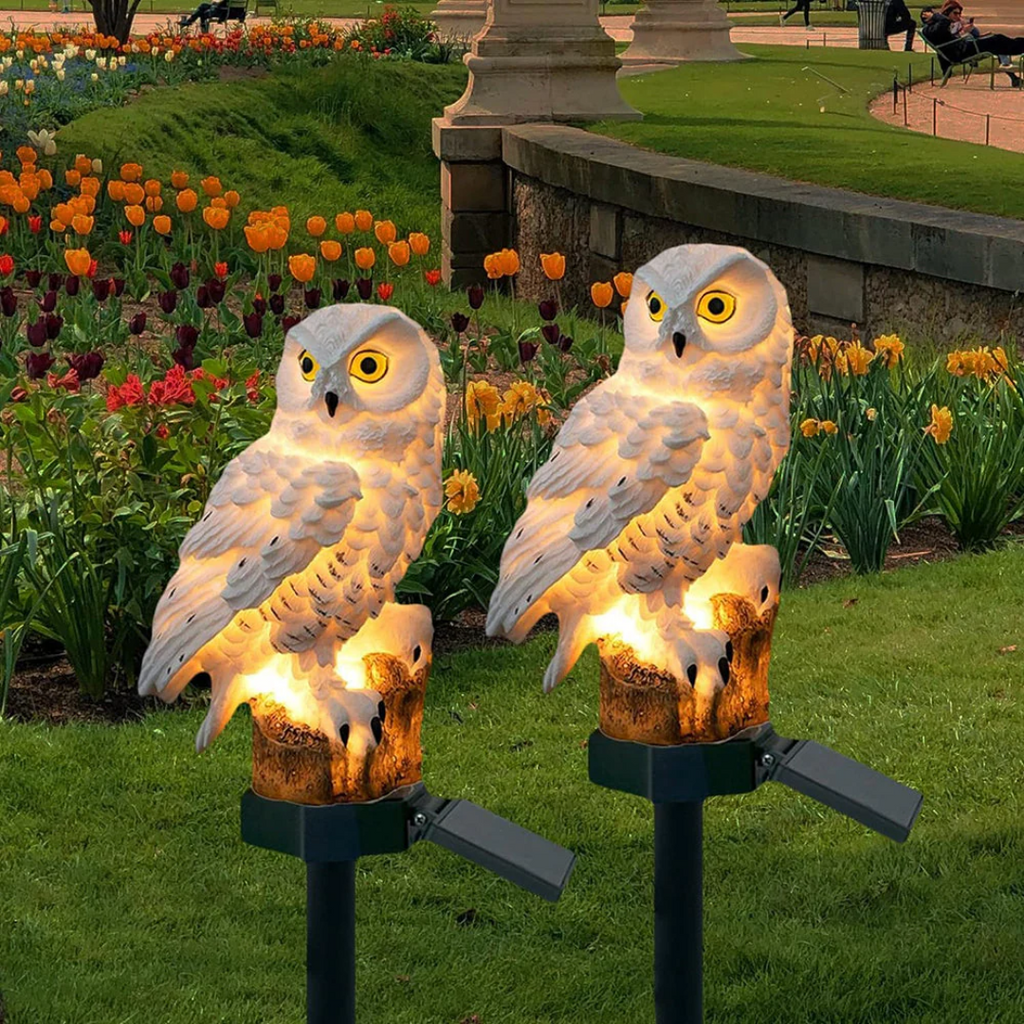 Garden Light Solar Owl Outdoor Pathway Stake Lamp