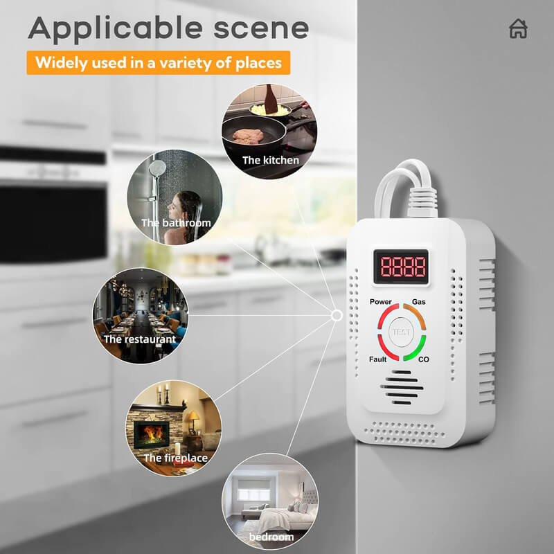 Gas Leak and Carbon Monoxide Detector Alarm for Home