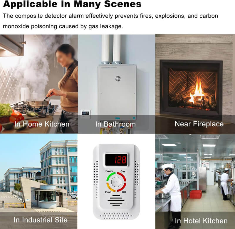 Gas Leak and Carbon Monoxide Detector Alarm for Home