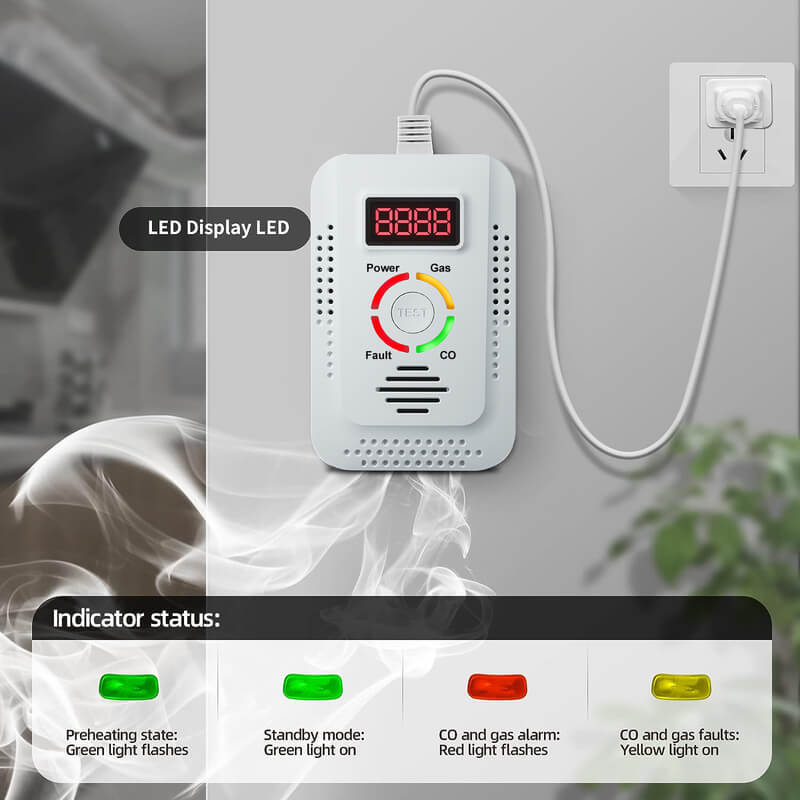 Gas Leak and Carbon Monoxide Detector Alarm for Home