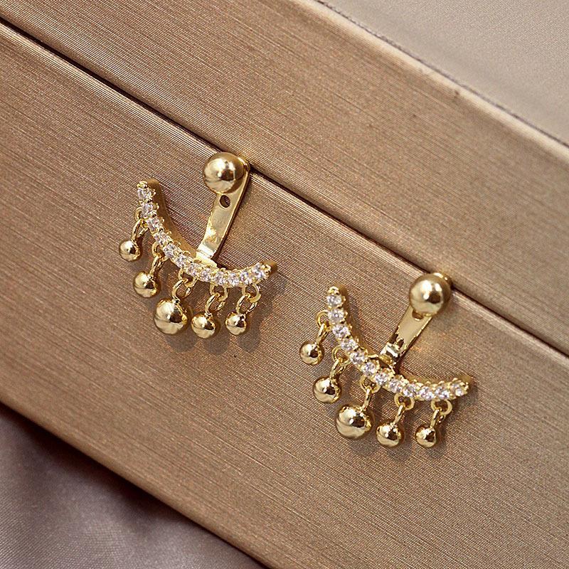 Geometric Meniscus Earrings with Rhinestones and Pearls