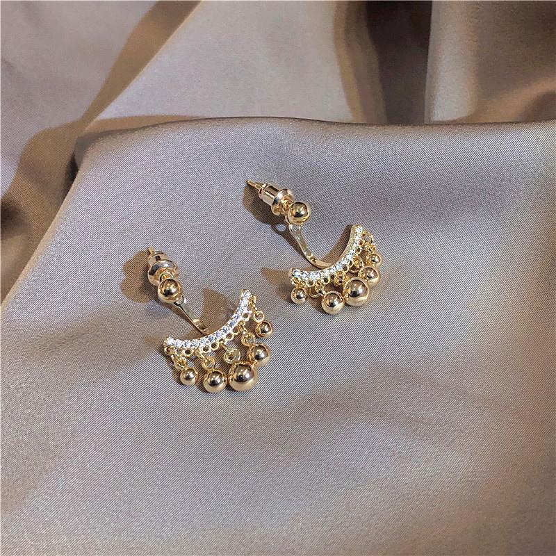 Geometric Meniscus Earrings with Rhinestones and Pearls