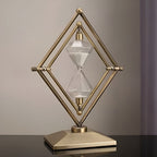 Geometric Metal Frame Hourglass – Meditation Timer with White Sand