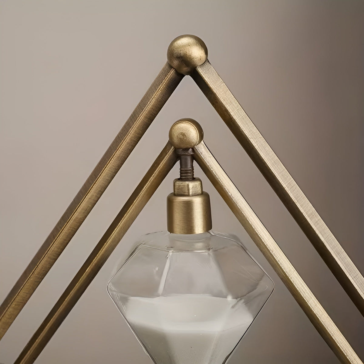 Geometric Metal Frame Hourglass – Meditation Timer with White Sand