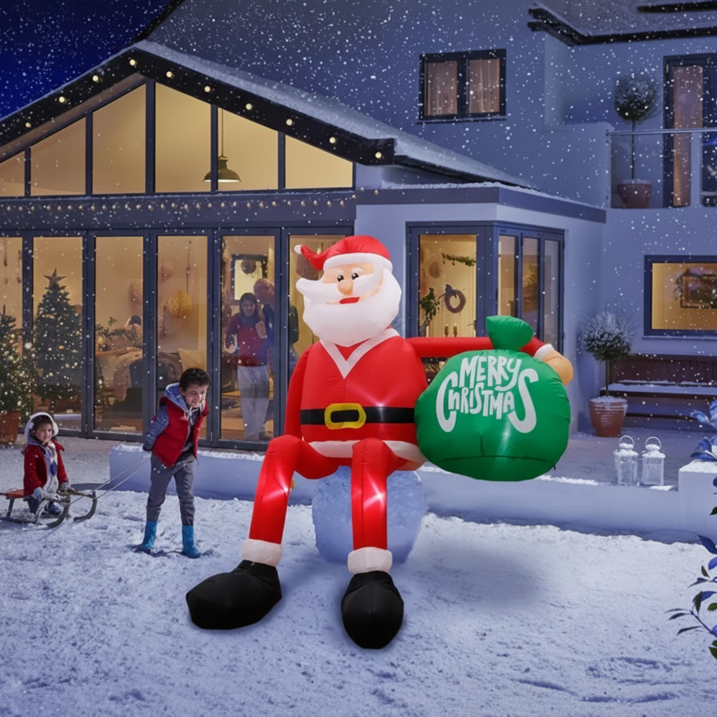 Boneroshop | Giant 2.44 m LED Inflatable Climbing Santa | Premium, Waterproof Outdoor Christmas Decor