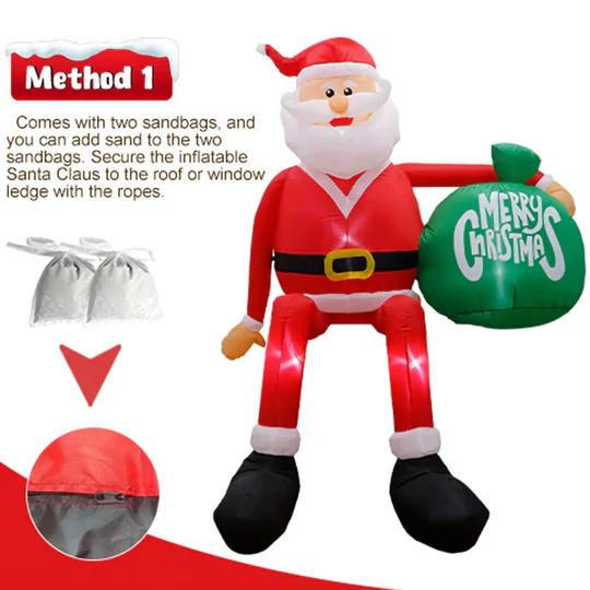 Boneroshop | Giant 2.44 m LED Inflatable Climbing Santa | Premium, Waterproof Outdoor Christmas Decor