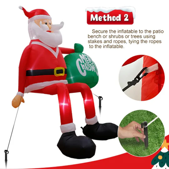 Boneroshop | Giant 2.44 m LED Inflatable Climbing Santa | Premium, Waterproof Outdoor Christmas Decor