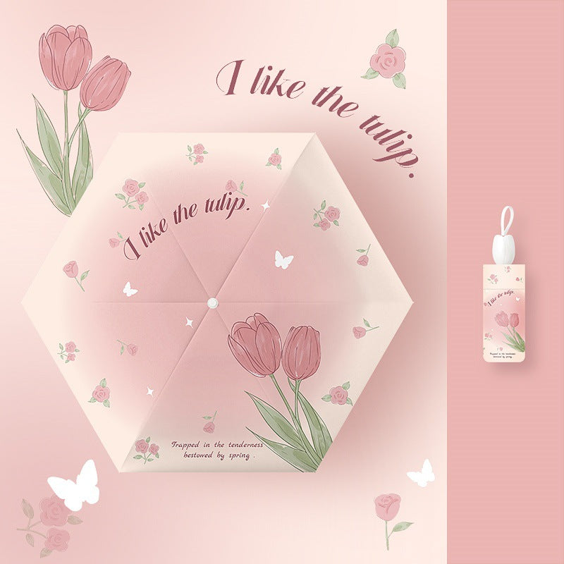 Girls' Folding Umbrella with Fun Rabbit Design