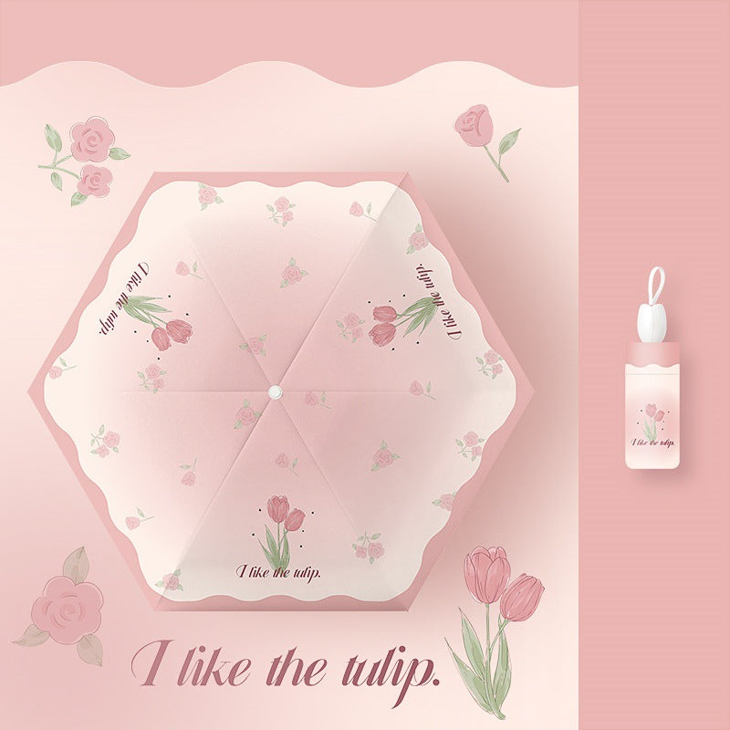 Girls' Folding Umbrella with Fun Rabbit Design