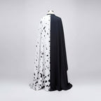 Girls' Halloween costume, black and white Dalmatian spot dress with cape, polyester, feather mask and two-tone wig to ch