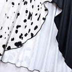 Girls' Halloween costume, black and white Dalmatian spot dress with cape, polyester, feather mask and two-tone wig to ch