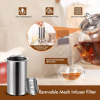 Glass Teapot with Removable Infuser | 1 Litre Borosilicate Glass, Non-Drip Spout | Blooming & Loose Leaf Tea Brewer