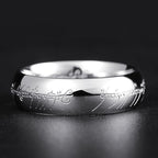 Glow in the dark ring with engraved fantasy rune script nickel-free hypoallergenic light absorbing fashion ring band
