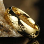 Glow in the dark ring with engraved fantasy rune script nickel-free hypoallergenic light absorbing fashion ring band