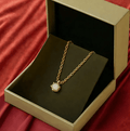 Gold-plated 925 silver necklace with round zirconia pendant