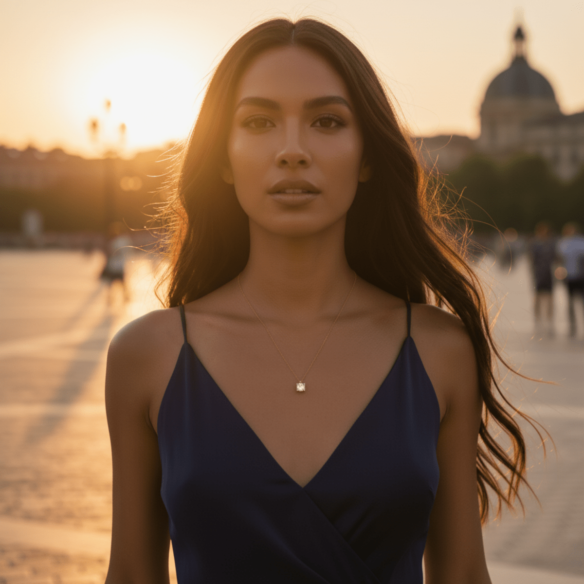 Gold-plated 925 silver necklace with round zirconia pendant