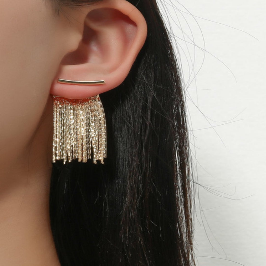 Golden shining city tassel earrings