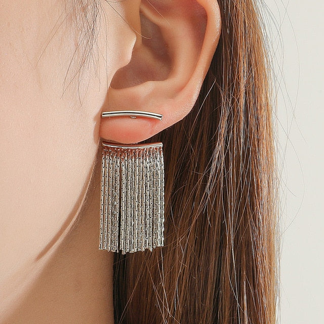 Golden shining city tassel earrings