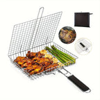 Grillaro Foldable BBQ Basket – Non-Stick Stainless Steel Grill Basket for Meat & Vegetables