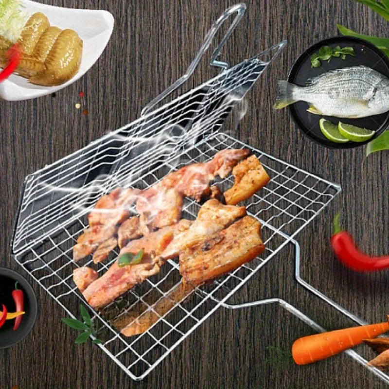 Grillaro Foldable BBQ Basket – Non-Stick Stainless Steel Grill Basket for Meat & Vegetables