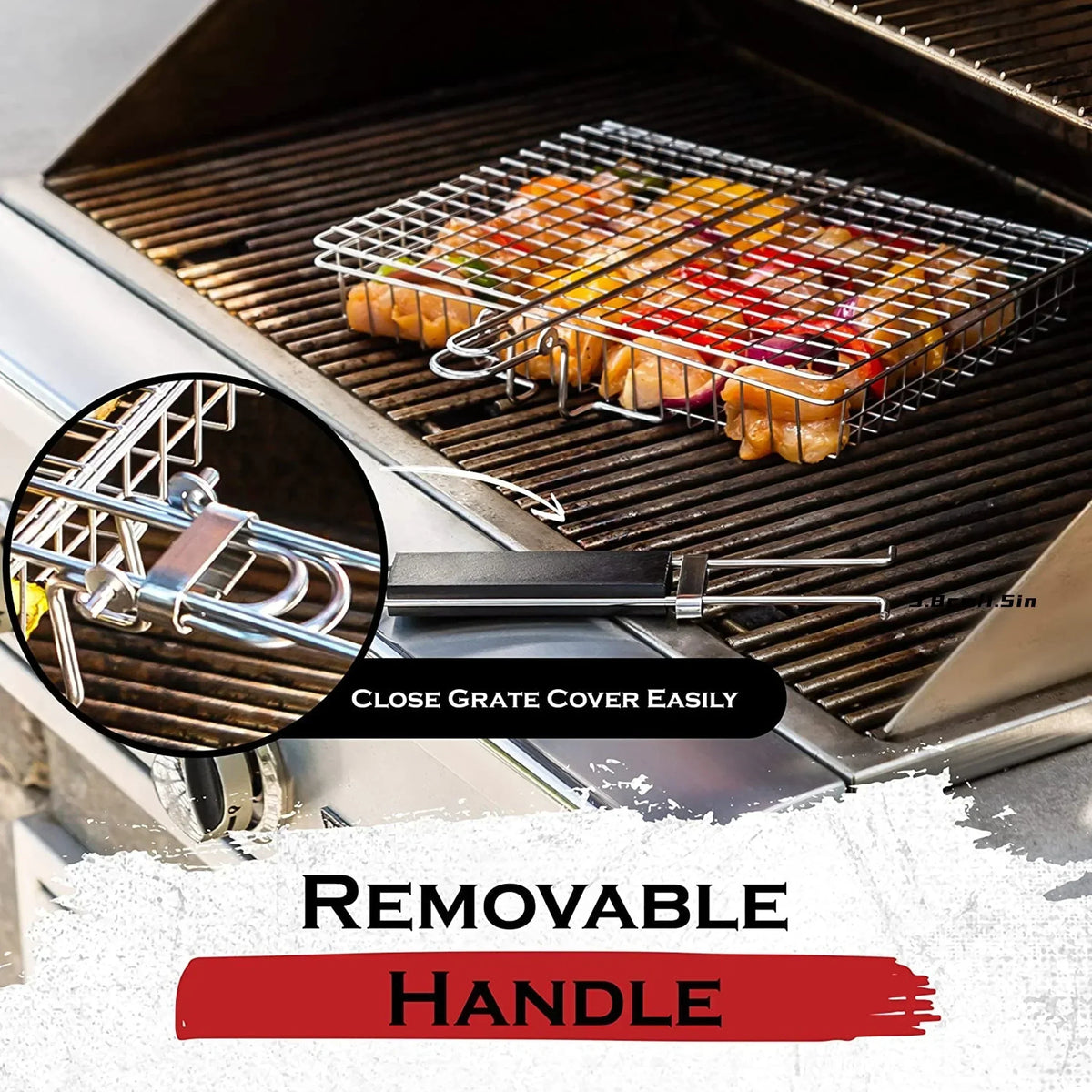 Grillaro Foldable BBQ Basket – Non-Stick Stainless Steel Grill Basket for Meat & Vegetables