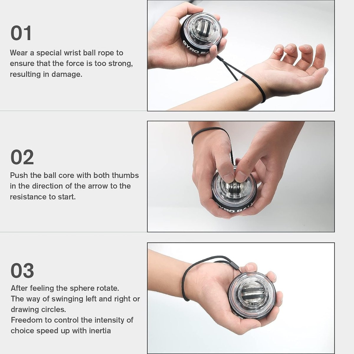 Gyropower Self-Starting Forearm Trainer – Gyroscopic Hand Exerciser for Grip Strength and Wrist Training