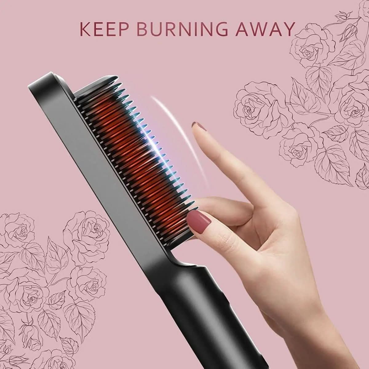 Hair straightening brush with ceramic technology for fast, healthy styling