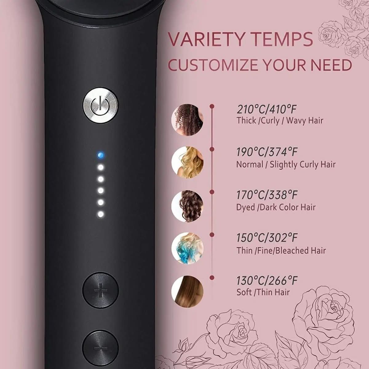 Hair straightening brush with ceramic technology for fast, healthy styling