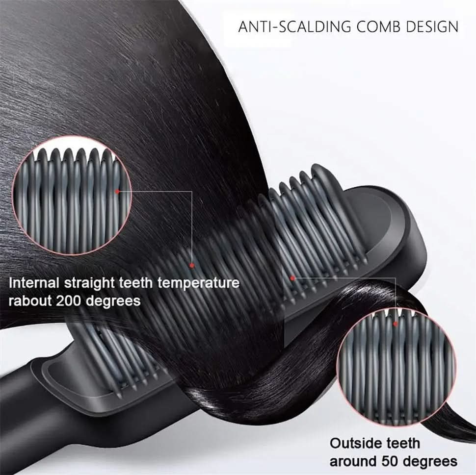 Hair straightening brush with ceramic technology for fast, healthy styling