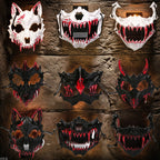 Half-Face Mask with Flashing Vampire Teeth and Adjustable Rubber Band