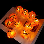 Halloween Pumpkin Lantern String Lights Outdoor Waterproof LED Decorative Jack-O-Lantern Light String for Porch Yard and