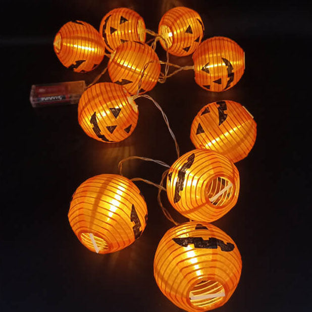 Halloween Pumpkin Lantern String Lights Outdoor Waterproof LED Decorative Jack-O-Lantern Light String for Porch Yard and