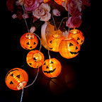 Halloween Pumpkin Lantern String Lights Outdoor Waterproof LED Decorative Jack-O-Lantern Light String for Porch Yard and